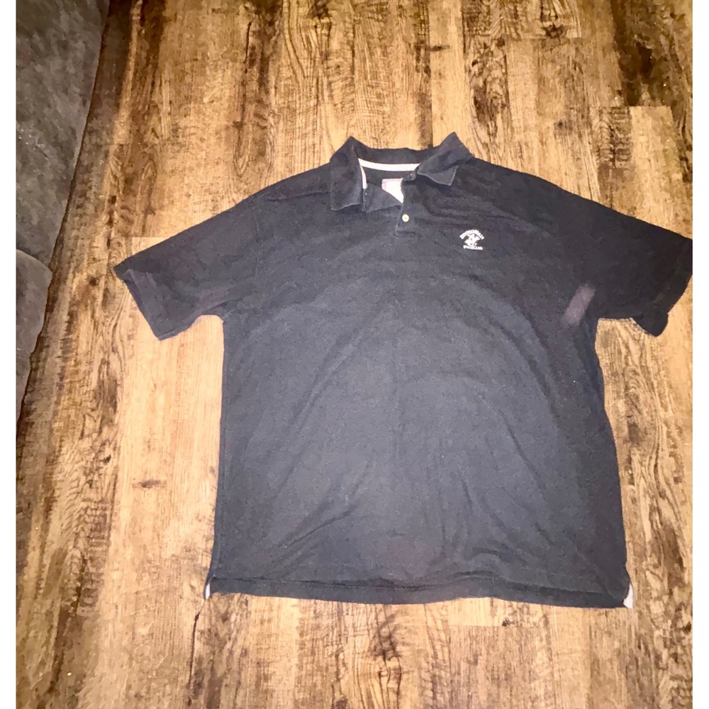 Beverly Hills Polo Club Mens Modern Fit Black Short Sleeve Polo Shirt 2X